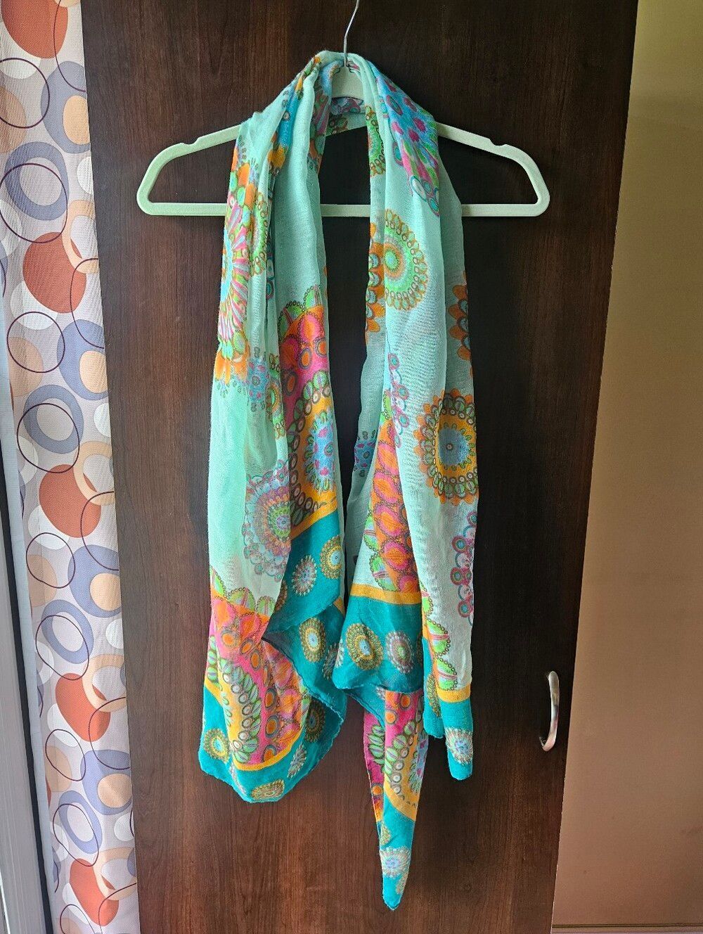 Teal, Orange, And Green Mulitcolor Fashion Scarf